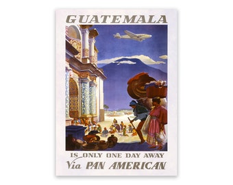 Guatemala Travel Poster, Premium Vintage Style Reproduction Print