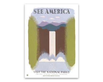 See America National Parks WPA Poster, Premium Vintage Style Reproduction Print