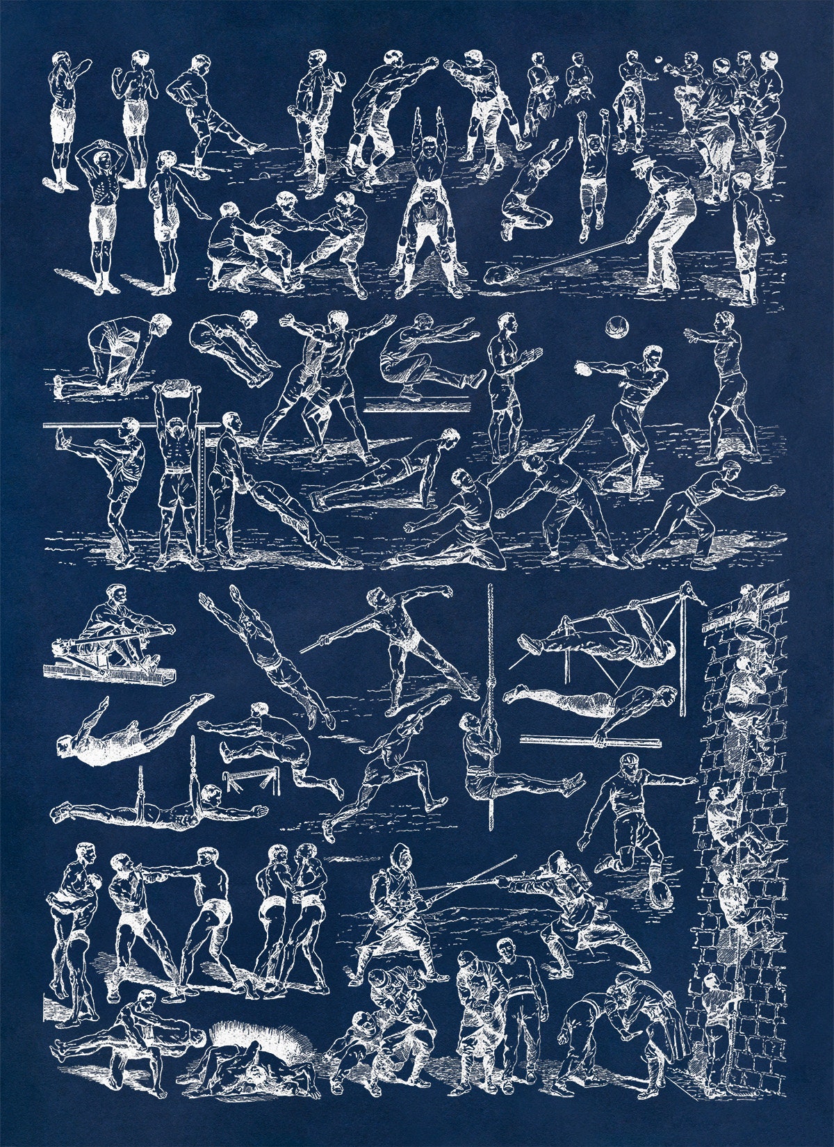Vintage Exercise Chart Print: Old Sports Fitness Techniques, AM125 - Etsy