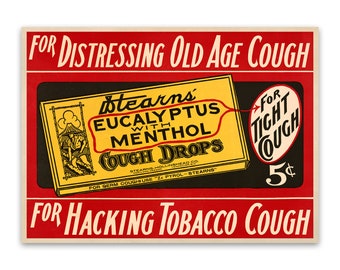 Vintage Tobacco Cough Drops Advertisement Print: Victorian Ephemera