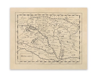 Antique Map of Hungary Circa 1681, 17th Century Hungarian Home Decor, Vintage Style Print