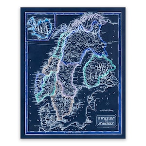 Old Map of Sweden And Norway, Vintage Style Print Circa 1800s