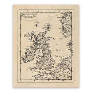 Antique Map of Britain, 17th Century British Isles, Vintage Style Print Circa 1600s