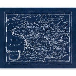 Ancienne carte de France, décor cartographique du XVIIe siècle, impression de style vintage vers 1600