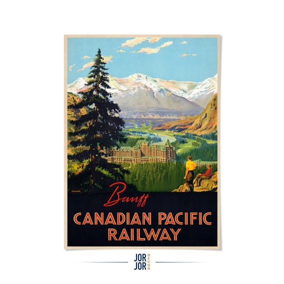 Banff Canada Travel Poster, Vintage Style 1900s Canadian Tourism Print