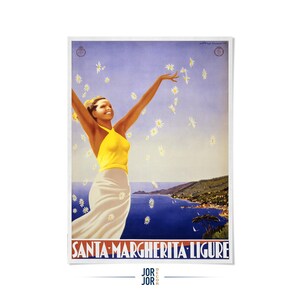 Santa Margherita Ligure Italy Travel Poster: Vintage Style 1900s Tourism Art Print