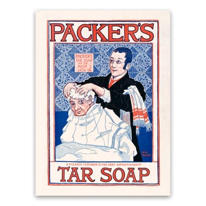 Old Timey Tar Soap Advertisement Print, Victorian Era Barber Shop Decor, Premium Vintage Style Reproduction