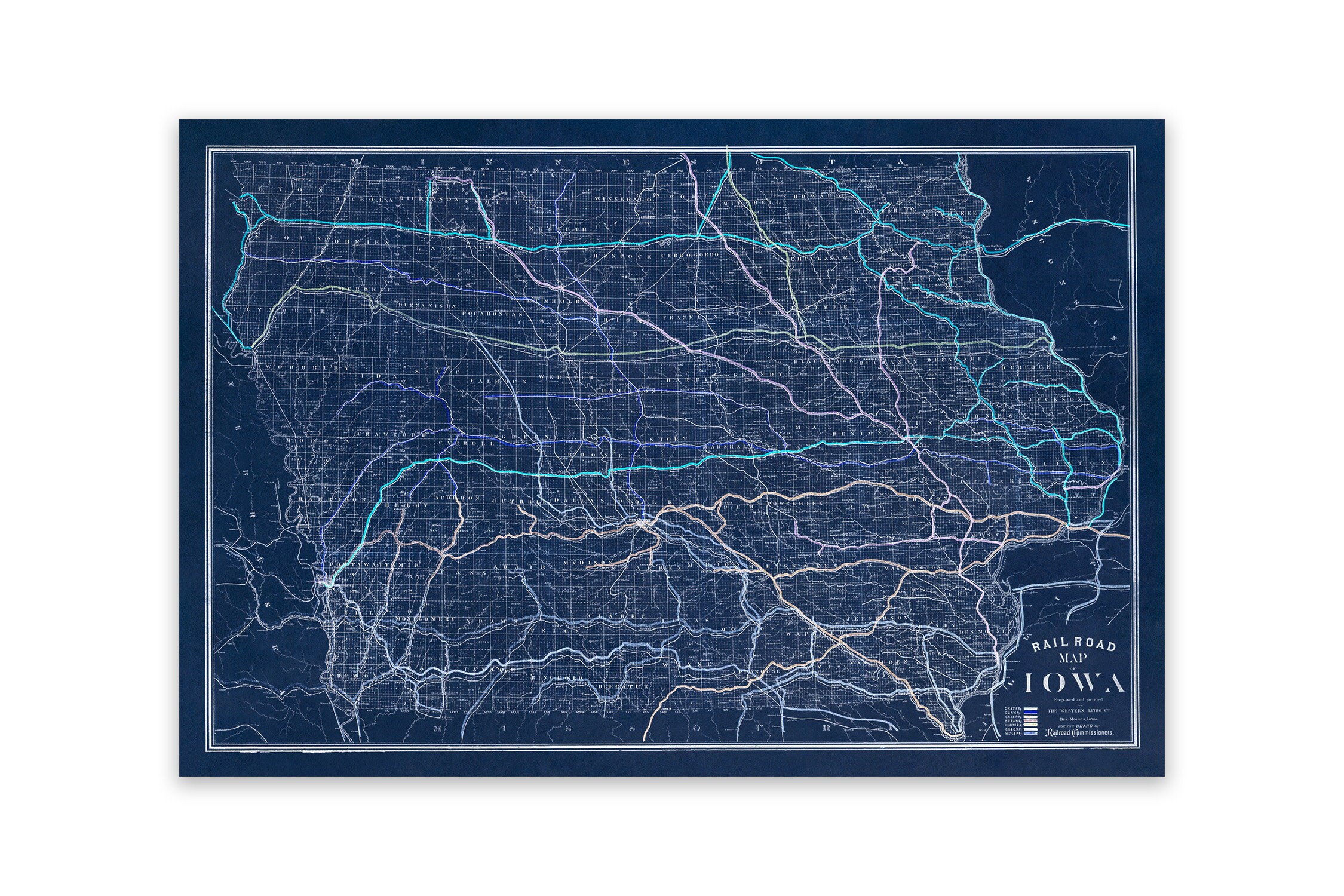 Old Iowa Railroad Map 1881 IA 1800s Antique Map Vintage Etsy UK