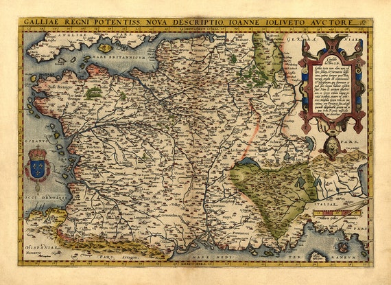 フランスアンティーク　MAP 16th Century France Map Print: Vintage Cartography Decor - Etsy