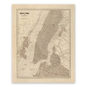 Old Map of New York City, 19th Century Cartography Decor, Vintage Style NYC Print Circa 1800s