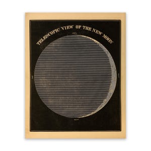 Illustration de la nouvelle lune, affiche d'astronomie, carte télescopique de la lune, impression de Style vintage, SIA15