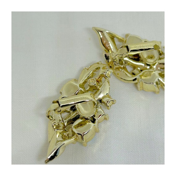 Vintage Coro AB Rhinestone Clip On Earrings Gold … - image 3