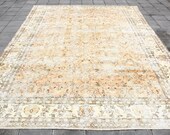 8x12 Oversize Turkish Vintage Rug, 8x12 Oversize Vintage Rug, Large Area Rug, Faded Yellow Rug, Turkey Rug, 8x12 Area Rug, Turkish Rug ,6552