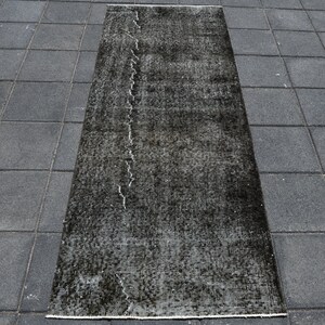 Handwoven Turkish Runner Rug: Traditional Turkmen Geometric Design, 3x7ft - Hand-Knotted Hallway Fine Carpet, Vge dyes