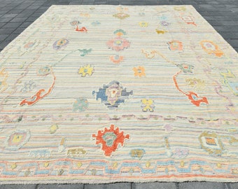 10x14 Vintage Turkish Turkish Tribal Rug, Wool Area Rug - Hand-Knotted Bohemian Fine Carpet, Vge dyes, 14.1x10.6 ft