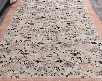 Alfombra turca vintage de 6x9, alfombra de 6x9, alfombra vintage de 6x9, alfombra turca de 6x9, alfombra suave de lana hecha a mano, alfombra vintage, alfombra de área de 6x9