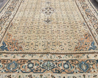 Oversize Turkish Wool Rug, 10x14 Vintage Area Fine Carpet, Handmade Anatolian Home Decor - Hand-Knotted Bohemian Fine Carpet, Vge dyes