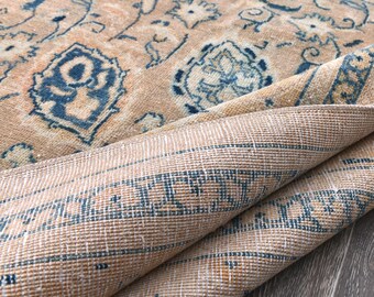 Handmade Wool Turkish Rug 10x14, Vintage Area Fine Carpet - Hand-Knotted Bohemian Fine Carpet, Vge dyes