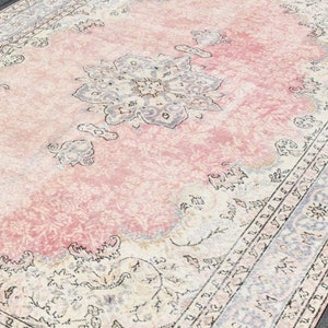 7x10 Turkish Wool Rug, Vintage Distressed Area Rug