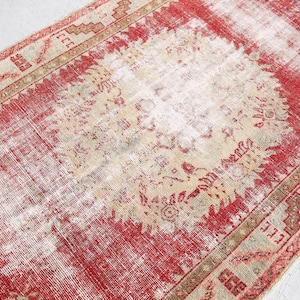 3x6 TURKISH VINTAGE RUG 3x6 Vintage Rug 3x6 Rug 3x6 Oushak Handmade Wool Rug,Unique Rug,Wool Area Rug,Turkey Rug,Bathroom Rug,4734