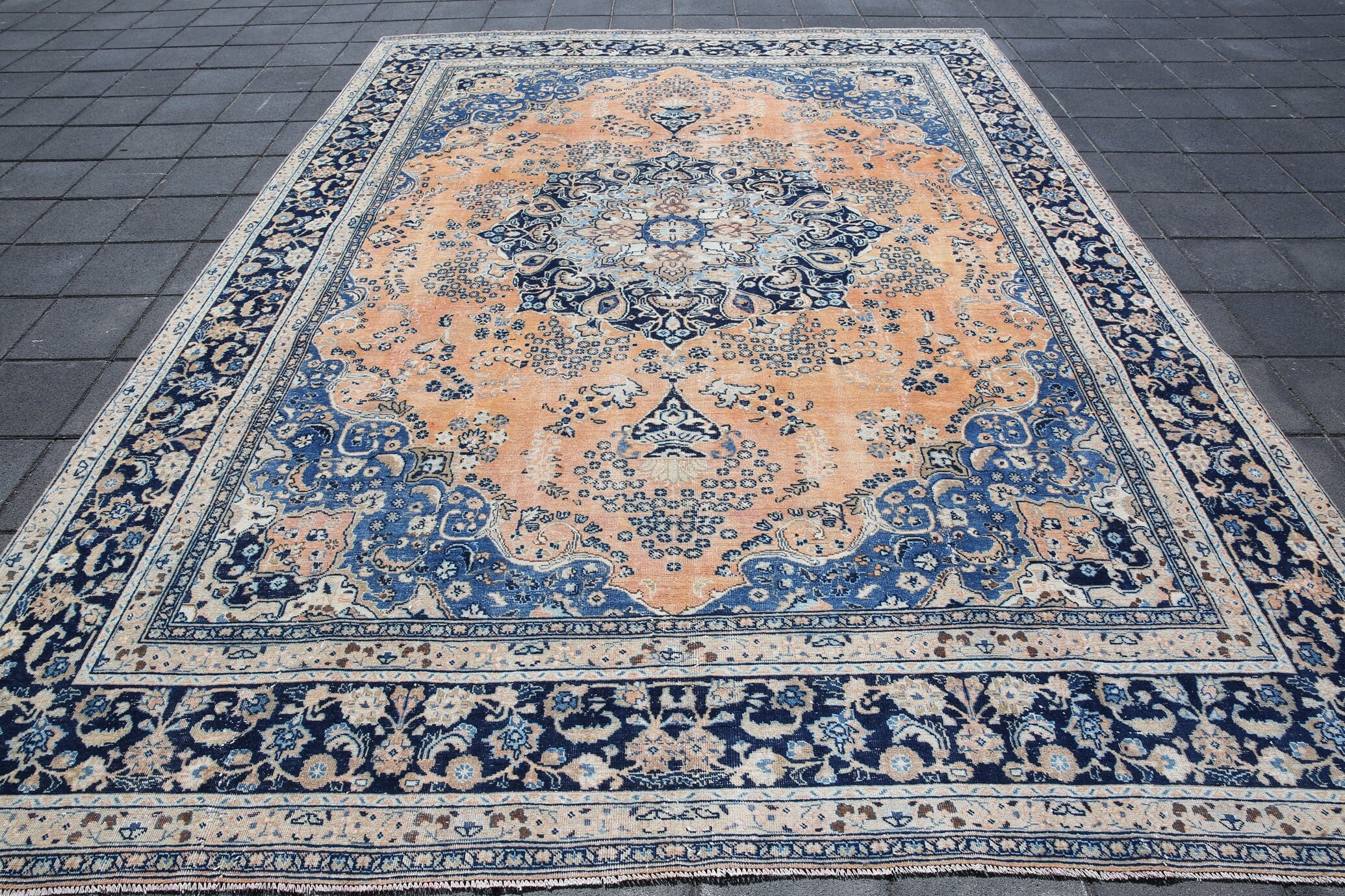 Tapis 9x12, Tapis Persan Surdimensionné, Surdimensionné en Laine, Laine Fait à La Main, Vintage, Tur