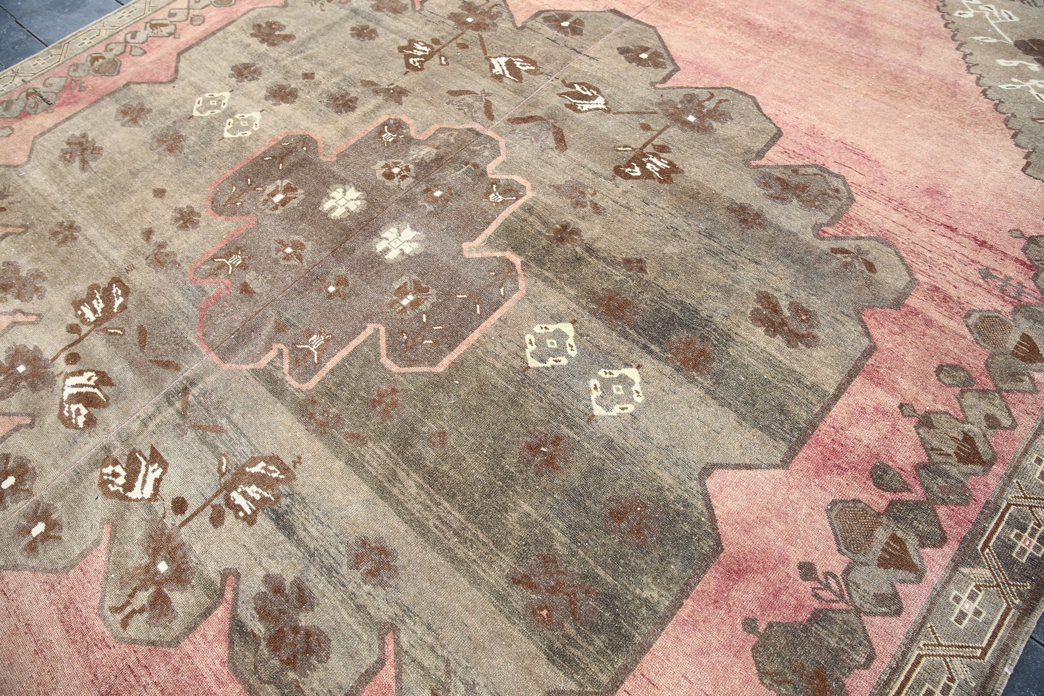 10x14 Vintage Teppich,10x14 Türkischer Teppich,10x14 Teppich,10x14 Oversize Teppich, 10x14 Wollteppich, Handgefertigter Großer Teppich, 10x14 Muted Teppich, Ethnischer Teppich