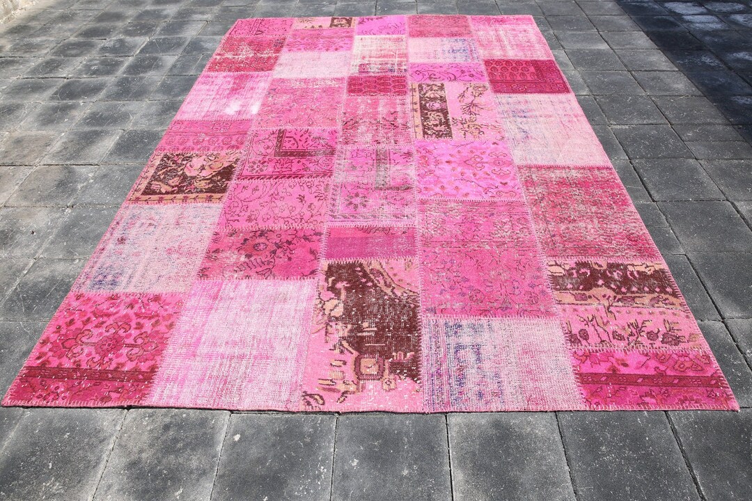 Oversize Rug,7x10 Rug,7x10 Pink Faded Turkish Vintage Rug,7x10 Area Rug