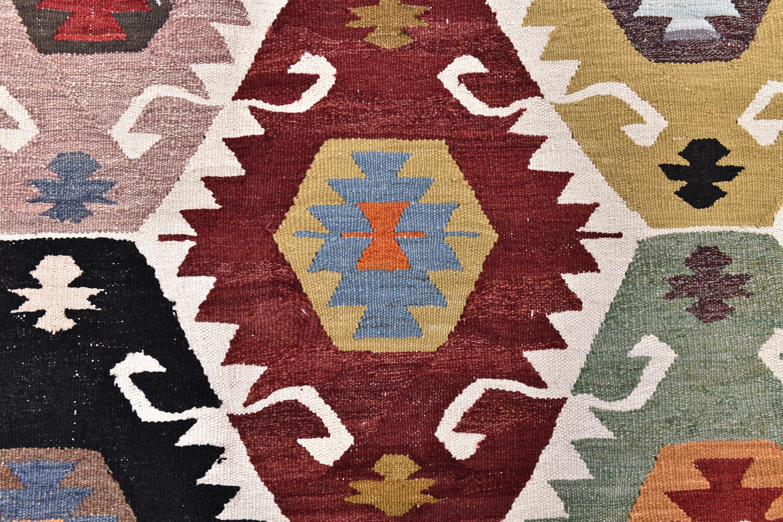 9x12 Vintage Turkish Kilim Rug, Handmade Wool Area Rug - Nomadic