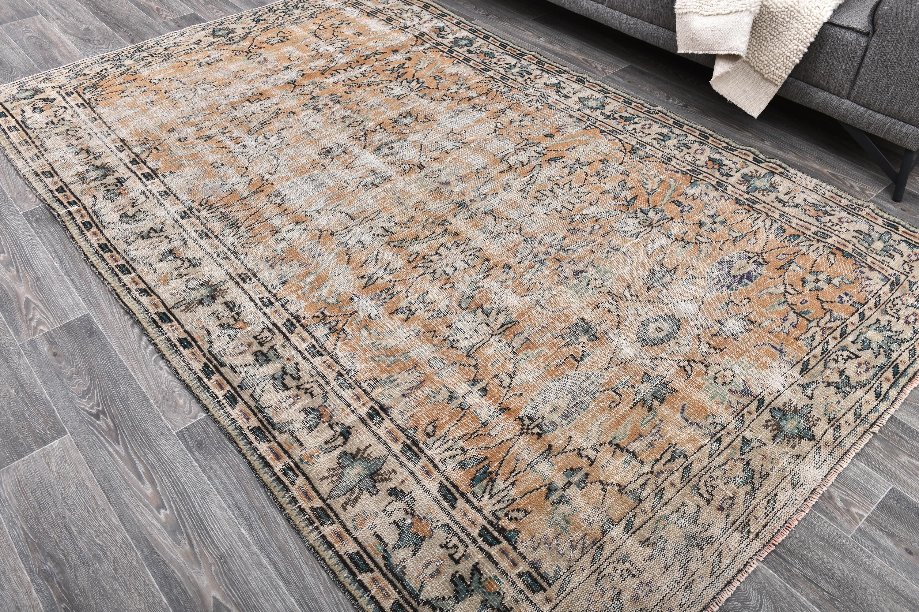 6x9 Rare Vintage Rug, Faded Hand-knotted Turkish Antique