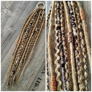 Dreadlock hair tie blond black 50 cm