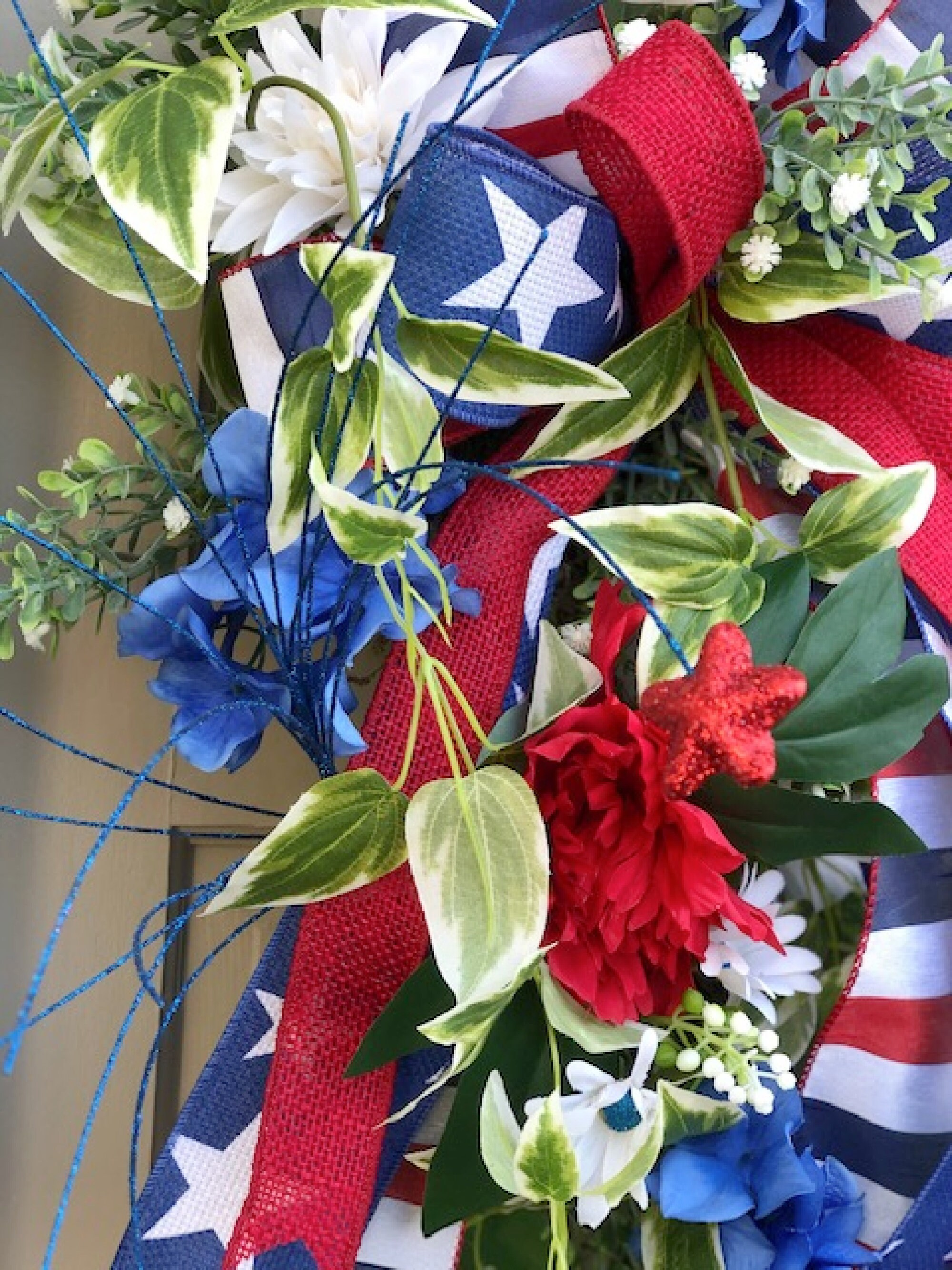 Patriotic Star Grapevine Wreath, Americana Front Door Decor - Etsy