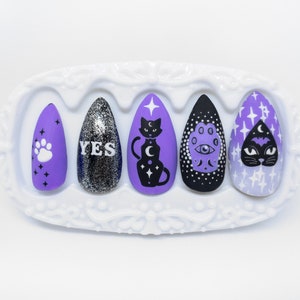 Pastel Goth Press On Nails Fake Nails False Nails Black Etsy