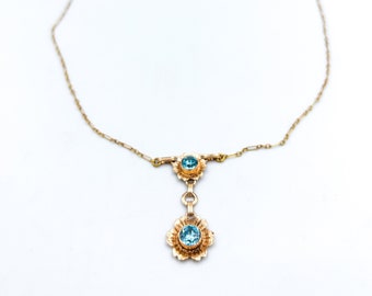 Antique Arts & Crafts 14k Natural Zircon Necklace