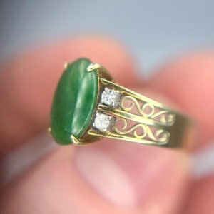 Vintage Jadeite Diamond 14k Ring