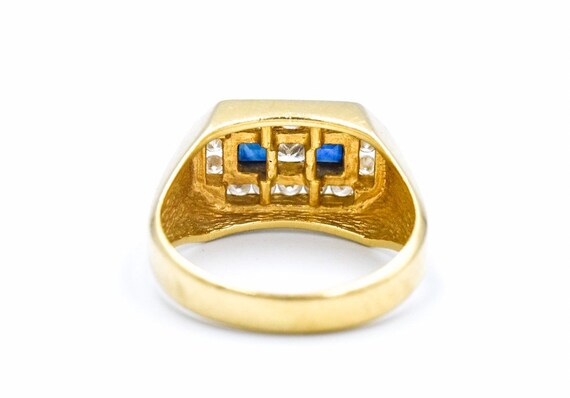 Unisex 14k Genuine Sapphire Diamond Band Ring - image 4