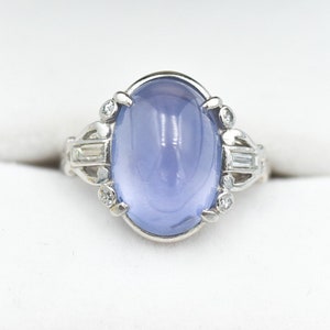 BIRKS Art Deco natuurlijke platina diamanten ring van 7,78 CT stersaffier