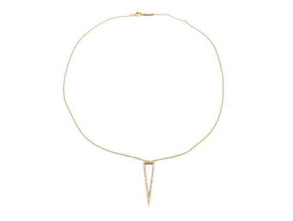 18k Diamond Geometric Triangle Pendant Necklace - image 1