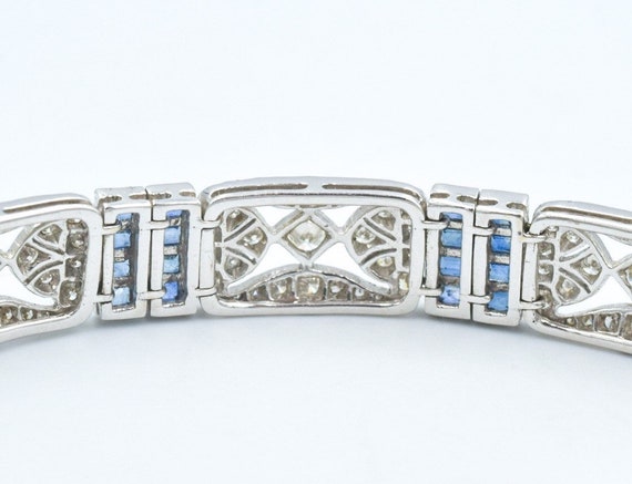 Art Deco Style 7 CTW Diamond Sapphire 18k Bracelet - image 9