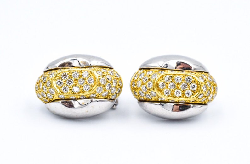 18k Two Tone Gold Pavé Diamond Earrings 18k Two Tone Gold Pavé Diamond Earrings