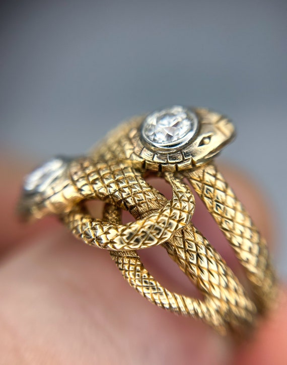 Vintage 0.50 ctw Diamond Double Snake Ring - image 1