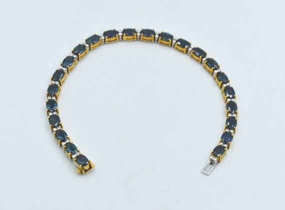 Natural Sapphire Diamond 18k Tennis Bracelet - image 3