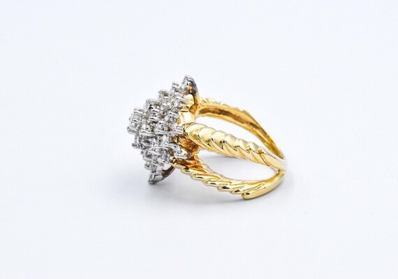 1.25 CTW Diamond Cluster 18k Statement Ring - image 4