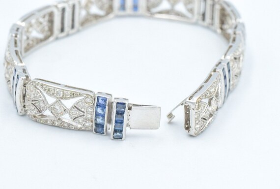 Art Deco Style 7 CTW Diamond Sapphire 18k Bracelet - image 8