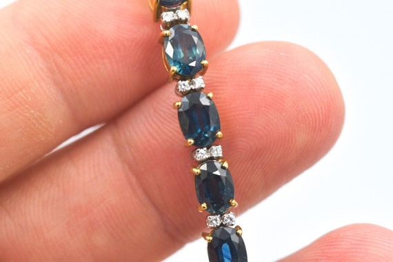 Natural Sapphire Diamond 18k Tennis Bracelet - image 2