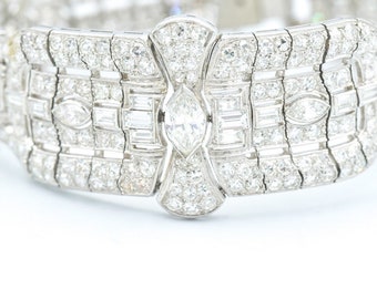 Art Deco 15 CTW Diamond Platinum Bracelet