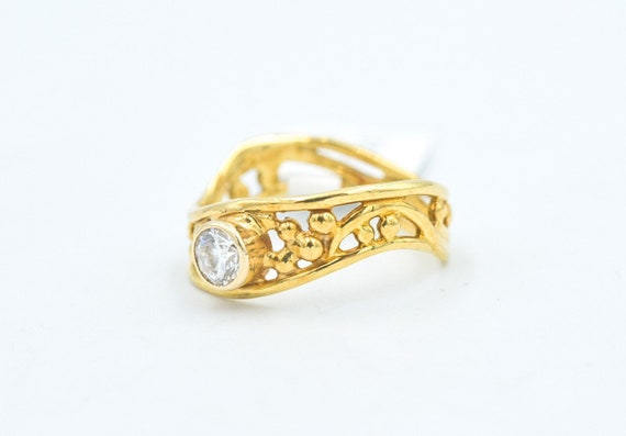18k Diamond Solitaire Bezel Set Ring - image 4