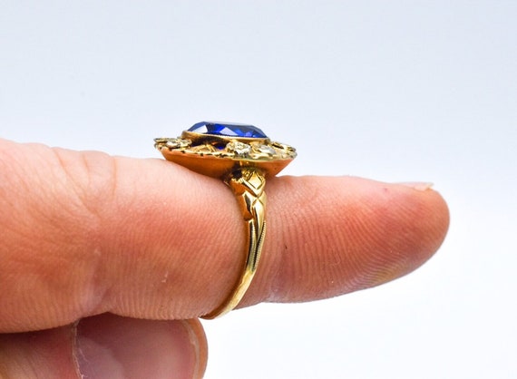 Antique 10k Sapphire Paste Ring - image 6