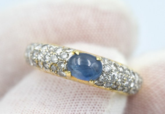 18k Sapphire Diamond Band - image 1