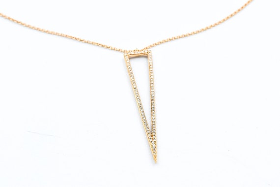 18k Diamond Geometric Triangle Pendant Necklace - image 2