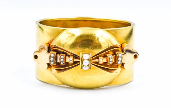 Victorian Cuff Bracelet 18k Yellow Gold - image 1